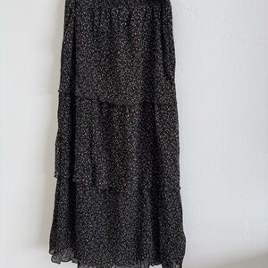 Black Floral Midi Skirt